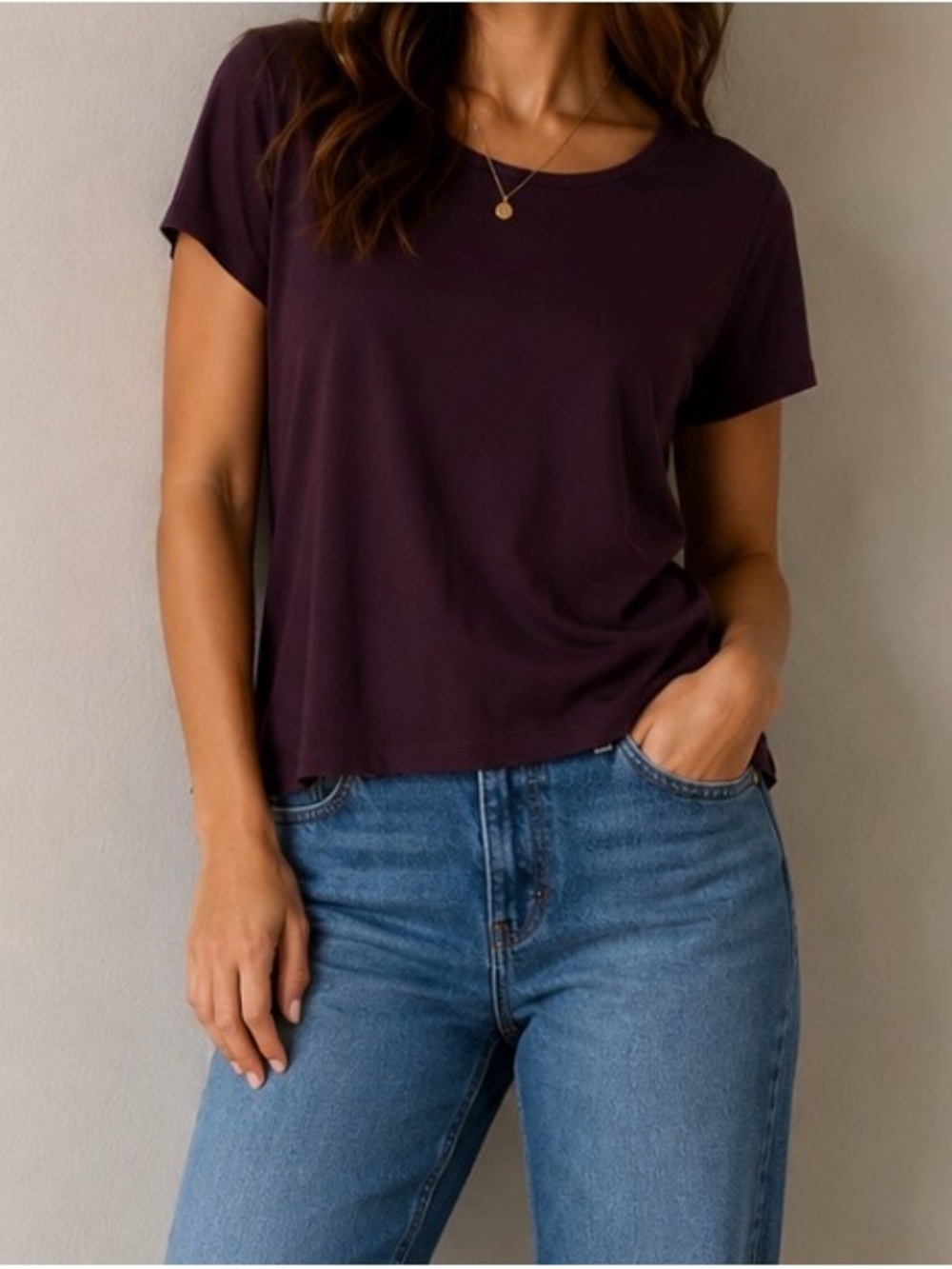Eileen Fisher 100% Silk Blouse Top Purple Plum Peplum Georgette Raisin $240 New